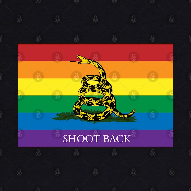 Shoot Back Rainbow Gadsden Flag by Operation Blazing Sword